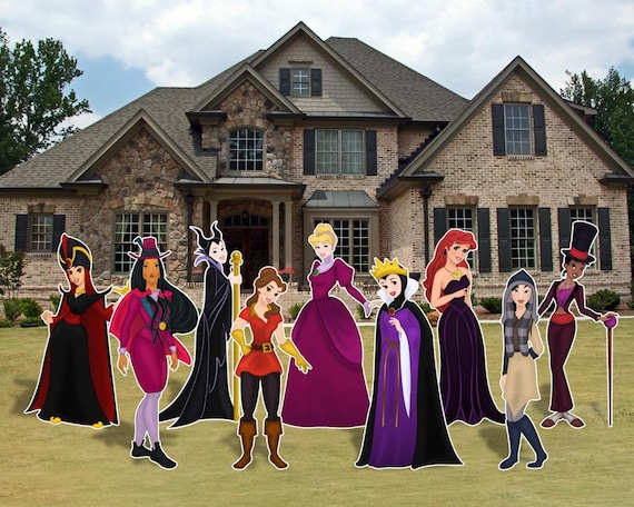 disney princesses dressed for halloween Disney Princess Dressed as Their Villains for Halloween Yard Signs -  Weather-resistant Coroplast Set