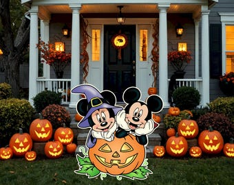 Mickey and Minnie Halloween vampire Pumpkin yard sign/ halloween outside decor/ halloween ideas