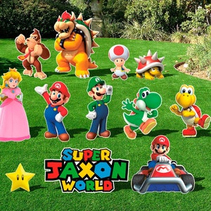 Super Mario Brothers Yard Sign and Cutout Set - Weather-Resistant Party Decorations Featuring Mario, Luigi, and More