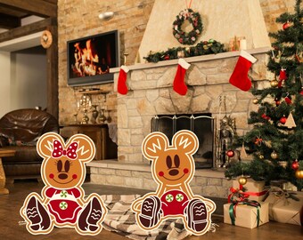 Mickey and Minnie gingerbread cookie couple yard art/ garden decoration / Christmas / yard art /holiday outdoor