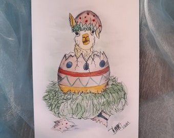 Wenskaart Lama OSTERN