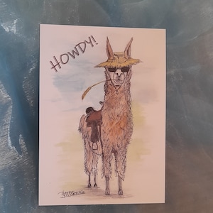 Grußkarte Lama "HOWDY"