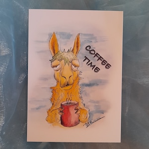 Greeting card Lama &quot;COFFEE TIME&quot;