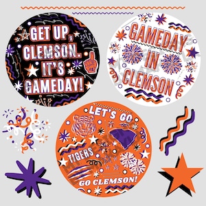 Clemson Buttons: Game-day (3in)