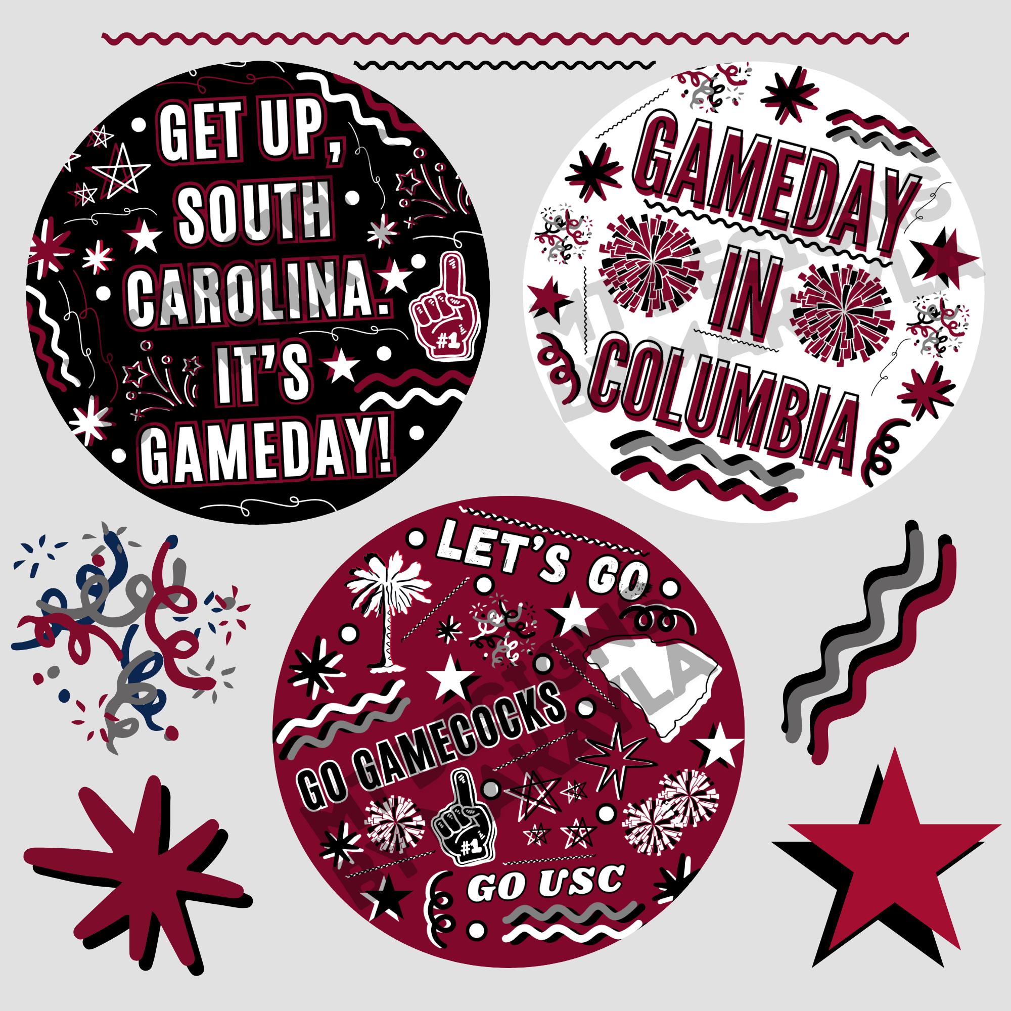 South Carolina Buttons: Game-day (3in)