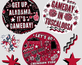 Alabama Buttons: Game-day (3in)