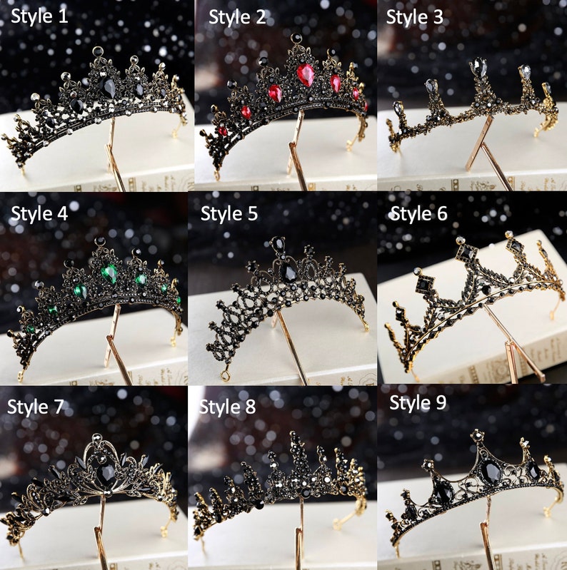 Bridal Black Tiaras Crystal Tiara Crystal Wedding Crown Etsy