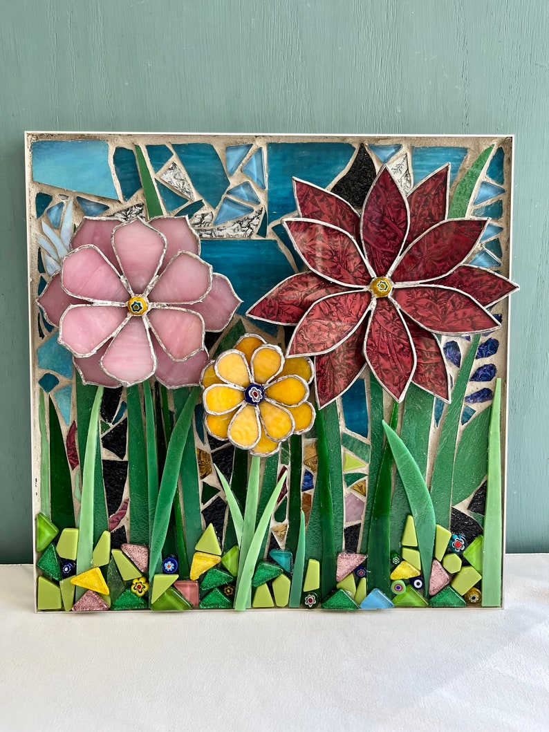Flower Sculpture Wall Art Flower Mosaic Wall Art Mosaic Etsy