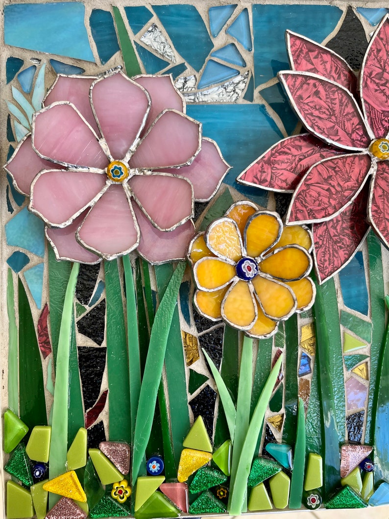 Flower Sculpture Wall Art Flower Mosaic Wall Art Mosaic Etsy