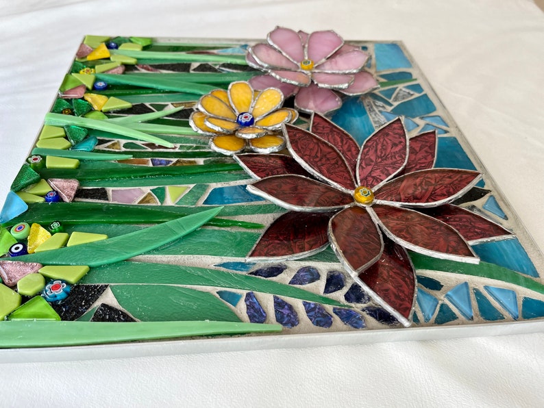 Flower Sculpture Wall Art Flower Mosaic Wall Art Mosaic Etsy