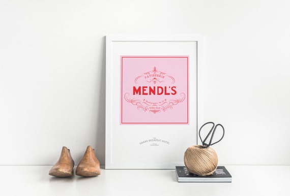 The Grand Budapest Hotel movie poster, Mendl's cake box, Wes Anderson movie print, minimalist graphic movie print, alternative film print