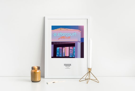 Stranger Things TV poster, Starcourt Mall, The Duffer Brothers TV show print, minimalist, alternative graphic print, kitsch poster