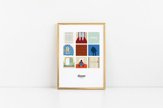 The Shining movie poster, 9 square film print, Stanley Kubrick print, alternative graphic film print, Jack Nicholson, The Overlook Hotel