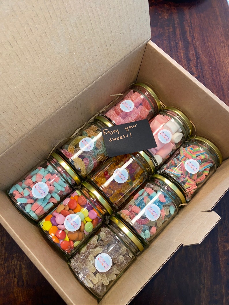 Sweet gift box. Large jars filled with sweets of your choice. Etsy