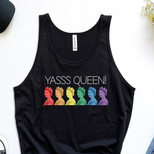 Yasss Queen Tank Top, Drag Diva, Pride Tank Top Men, Queen Elizabeth Shirt, Drag Queen Shirt, Drag Show Shirt, LGBTQ Tank Top, Pro Gay Tank