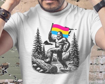 Pansexual Bigfoot T Shirt, Funny Pan Pride Shirt, Queer Shirt, Pansexual Rainbow, Pansexual Flag Tee, Proud Pansexual Gift, Pansexual Rights