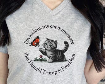 Anti Trump T-Shirt, FDT, Anti Republican, Anti MAGA, Liberal, Childless Cat Lady, Protest Shirt, Democrat Gift, Resist, Political V Neck