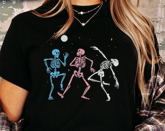 Dancing Skeleton Trans Pride TShirt, Protect Trans Kids, Subtle Trans Pride, Transgender Clothing, Trans Rights Equality T-Shirt Trans Flag