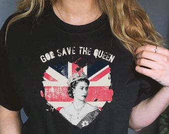 God Save the Queen T-Shirt, Feminism Tee, Women Empowerment, Feminist, Queen Elizabeth, GRL PWR Anglophile Shirt Pop Art Tee, Feminist AF