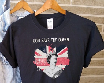 God Save the Queen T-Shirt, Feminism Tee, Women Empowerment, Feminist, Queen Elizabeth, GRL PWR Anglophile Shirt Pop Art Tee, Feminist AF