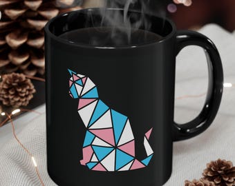 Subtle Transgender Pride Cat Mug | LGBTQIA Ally Gift | Trans Pride Flag Coffee Cup
