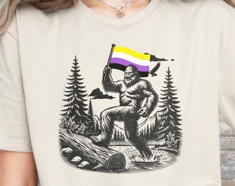Non Binary Pride Shirt, Bigfoot T-Shirt, Subtle Nonbinary Pride, Enby Pride T, NB Flag, Gender Neutral, Funny LGBTQ Gift, Non Binary Flag