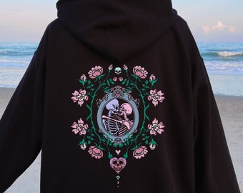 Kissing Skeletons Goth Hoodie, Skeleton Hoodie, Skeleton Sweatshirt, Pastel Goth Hoodie Gothic Hoodie Pastel Goth Shirt, Soft Goth, Emo goth