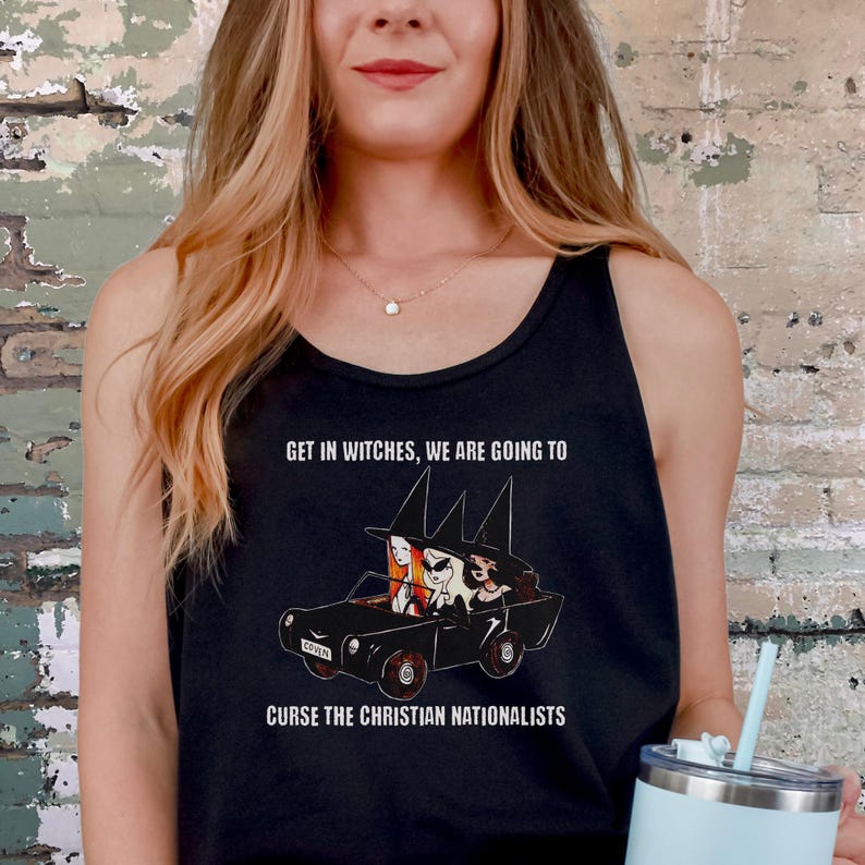 Anti Christian Nationalism Tank Top, Leftist Activist Shirt, Liberal Gift, Anti MAGA Tank, Anti Republican, Witchy Aesthetic, Fuck Trump image 5