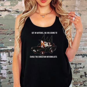 Anti Christian Nationalism Tank Top, Leftist Activist Shirt, Liberal Gift, Anti MAGA Tank, Anti Republican, Witchy Aesthetic, Fuck Trump image 2