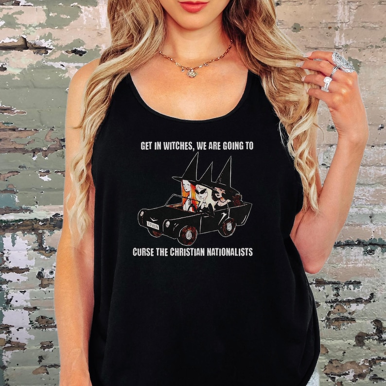 Anti Christian Nationalism Tank Top, Leftist Activist Shirt, Liberal Gift, Anti MAGA Tank, Anti Republican, Witchy Aesthetic, Fuck Trump image 2