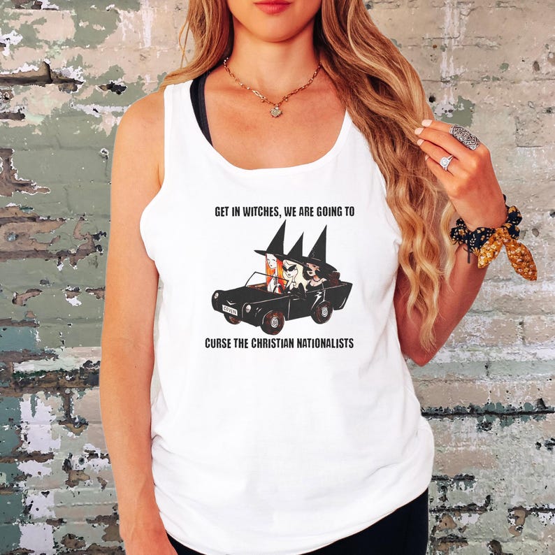 Anti Christian Nationalism Tank Top, Leftist Activist Shirt, Liberal Gift, Anti MAGA Tank, Anti Republican, Witchy Aesthetic, Fuck Trump image 6