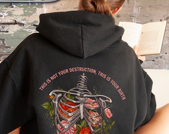 Goth Hoodie, Romantic Goth, Whimsigoth, Dark Cottagecore Sweatshirt, Dark Academia Aesthetic, Skeleton Hoodie, Plus Size Goth, Goth Clothes,