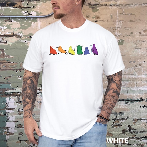 LGBTQ Halloween Shirt, Subtle Gay Pride Spooky T-Shirt, Crazy Cat Lady, Ghost Tee, Queer Halloween Top, Cat Mom, Cat Dad, Party Costume