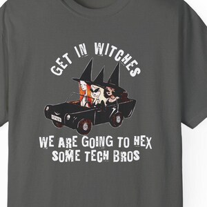 Vintage Feminist Witch Shirt, Funny Witchy T-Shirt, Anti Oligarchy, Deny Defend Depose, FAFO Merch, Tax the Rich, No Tech Bros Tee, Liberal zdjęcie 8