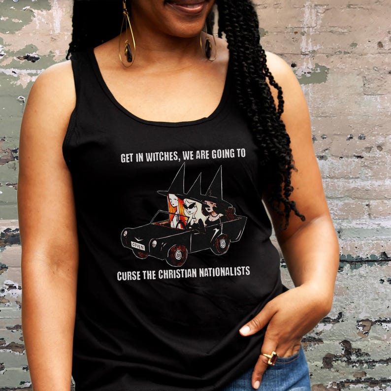 Anti Christian Nationalism Tank Top, Leftist Activist Shirt, Liberal Gift, Anti MAGA Tank, Anti Republican, Witchy Aesthetic, Fuck Trump image 4