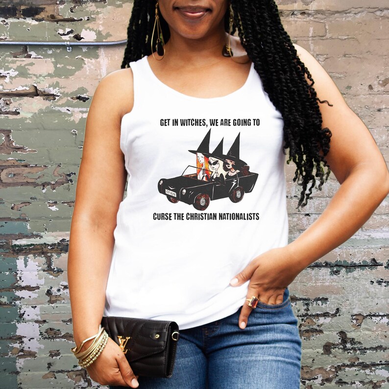 Anti Christian Nationalism Tank Top, Leftist Activist Shirt, Liberal Gift, Anti MAGA Tank, Anti Republican, Witchy Aesthetic, Fuck Trump image 3