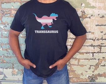 Transsaurus T- Rex, Transgender Pride, Gay Pride Shirt, Black Transgender Pride Tee, Black Trans Pride T-Shirt, LGBT Pride Shirt, LGBTQIA