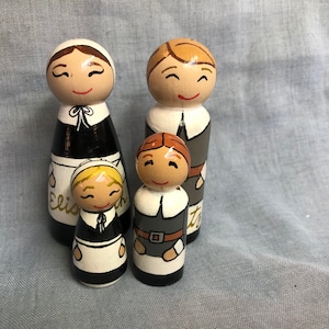 Pilgrim Peg Doll Tischkarten: Thanksgiving-Dekor, individueller Name