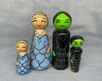 Wicked Peg Dolls, Elphaba & Glinda, Emerald City storage box