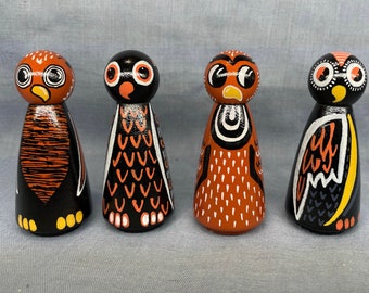 Halloween Owls/ Peg Dolls/ 4 styles/Set of 4 Vintage style owls