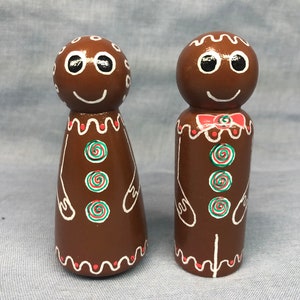 3.5" Gingerbread Style Peg Dolls, toys, figurines, ornaments