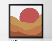 Minimalist Sunrise Art Cross-Stitch PDF Pattern Instant Digital Download Embroidery Needlecraft Cross Stitch Design for 8x8 quot Frame Square
