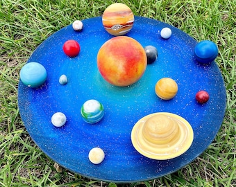 Wooden Solar System w Space Board