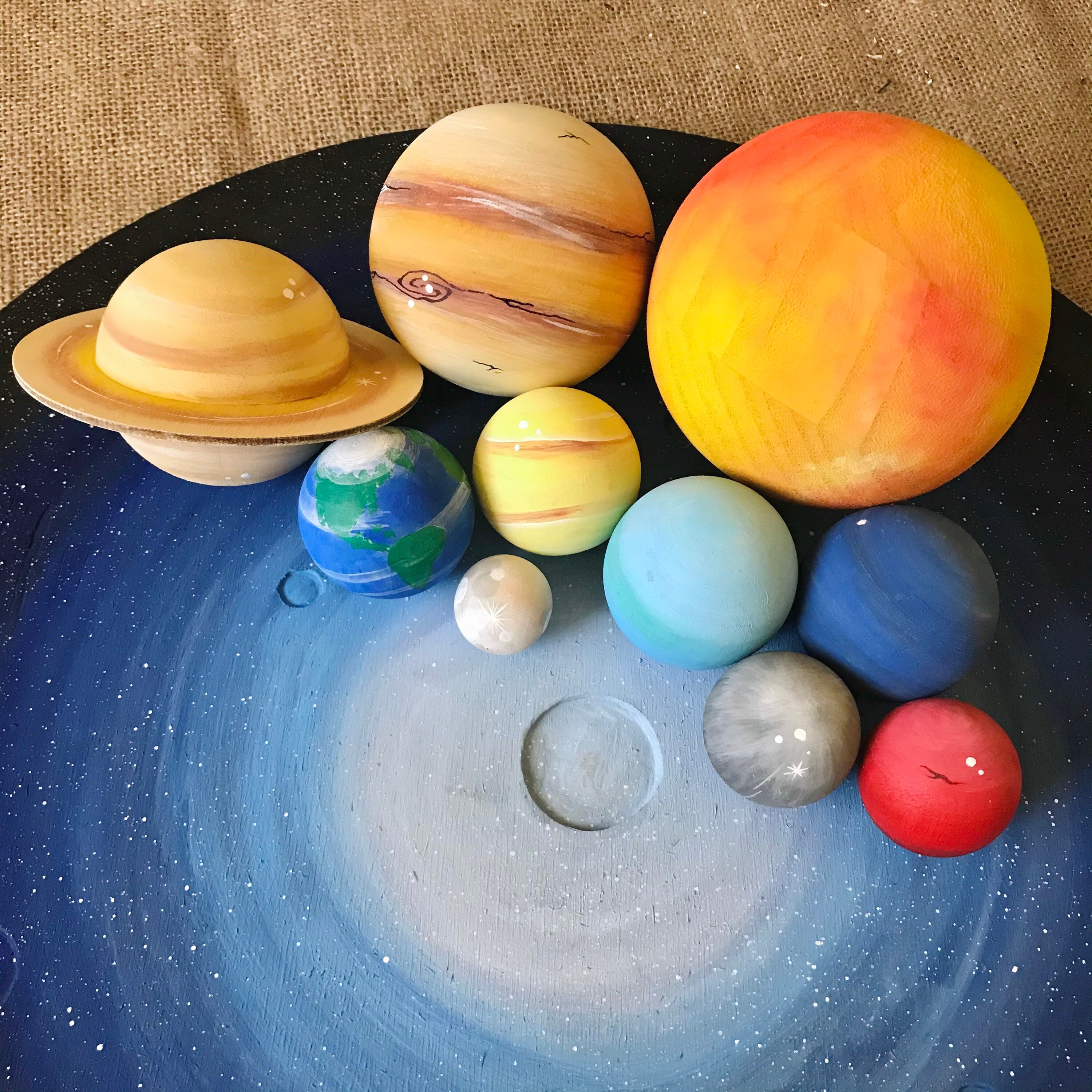 Wooden Solar System w Space Board Etsy