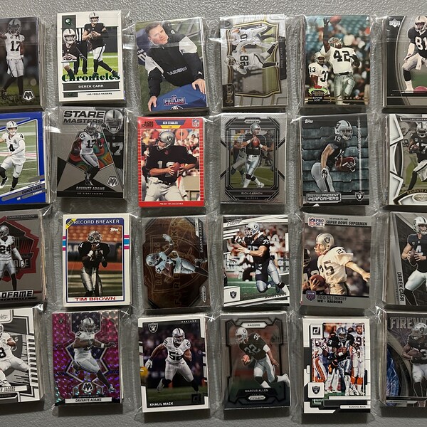 Las Vegas Raiders Football Cards - Grab Bag of 30 Cards from the 1980s-Today