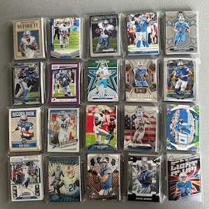 Cartes de football des Detroit Lions - Sac de 30 cartes des années 80 à aujourd'hui
