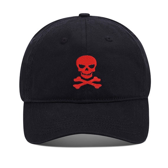 Men's Cotton Baseball Cap With Pirate Skull Embroidery - Adjustable, Breathable, Unstructured