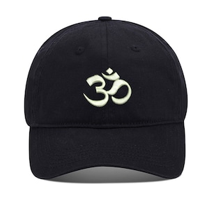 Yoga Aum Om Ohm Unisex Bordado Gorra de béisbol Algodón lavado Bordado Gorra ajustable