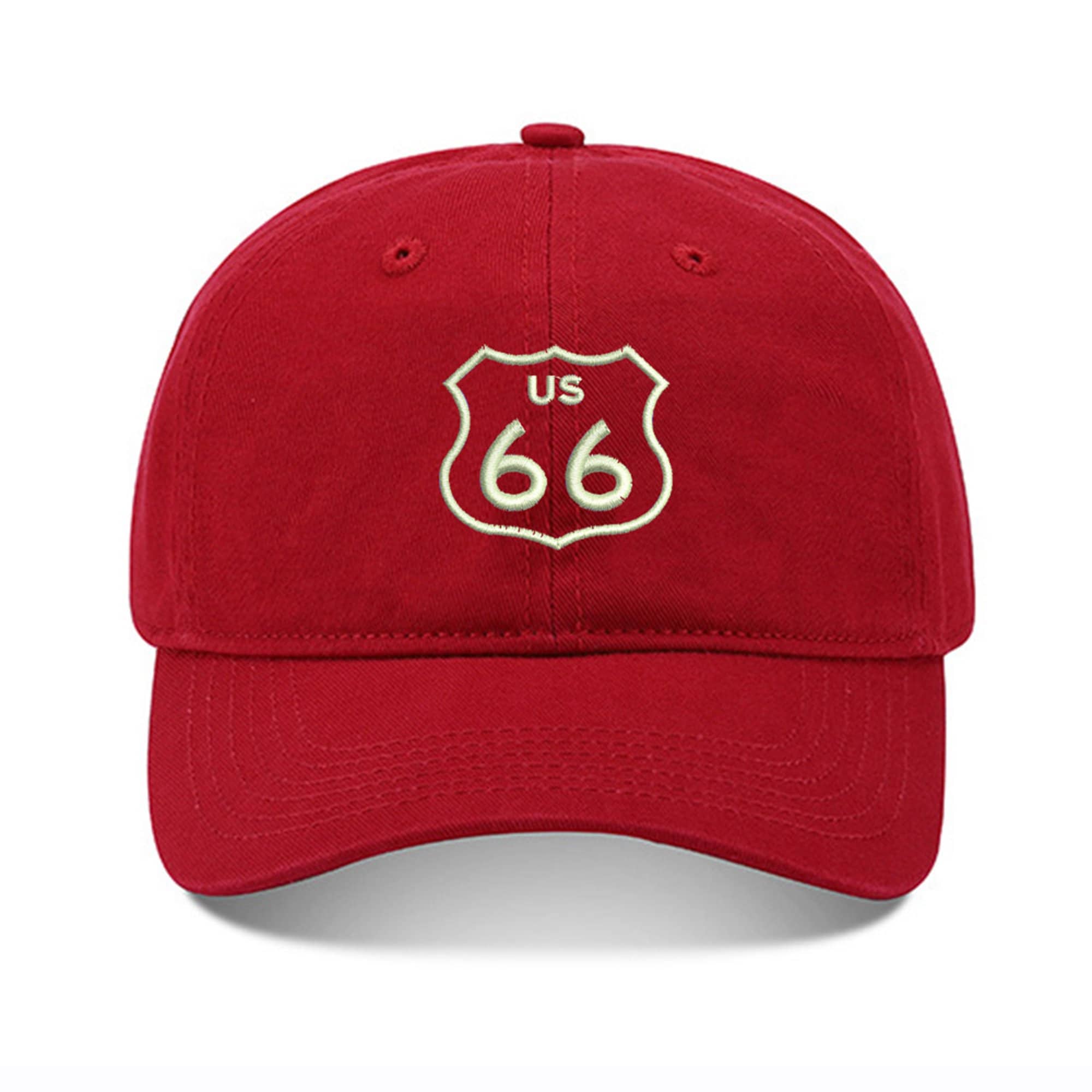 Berretto Baseball Route 66 Used Look Ricamato - Cotone, Protezione Solare - Taglia Unica Uomo