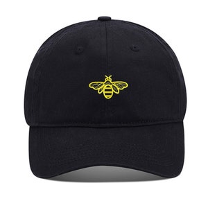 Cute Bee Unisex Embroidery Baseball Cap Washed Cotton Embroidered Adjustable Cap